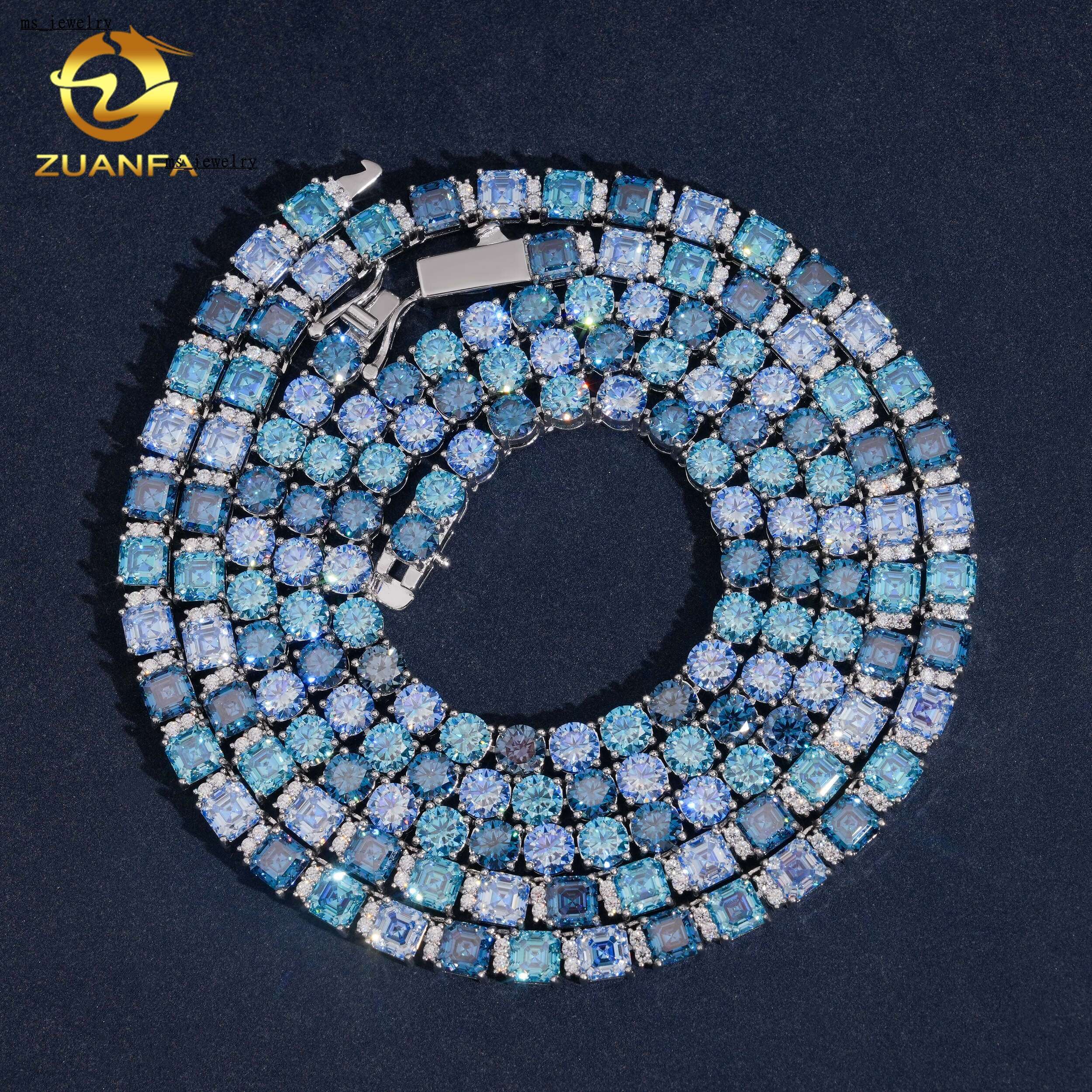 Pass Diamond Tetser 5mm Luxury Blue Moissanite Diamond Tennis Chain 925 Silver Tennis Necklace Fashion Jewelry for Men Women
