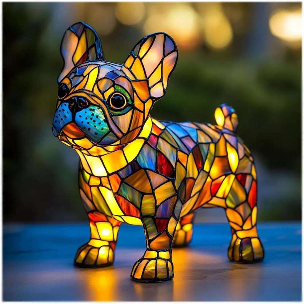 New Dog Series Resin Ornaments, LED Night Lights, Artistic Animal Sculptures, Creative Home and Desktop Decorations