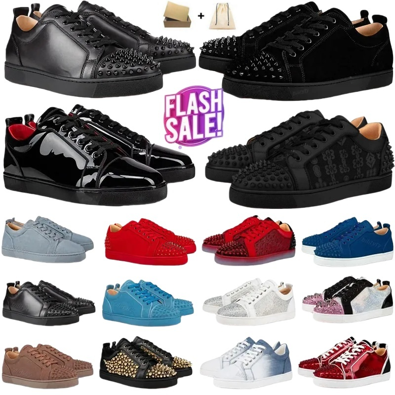 With box Designer red bottomshoesmen Dress Shoes Men Casual Shoes Bottoms Sneakers Glitter Grey Rivets Leather Suede Women Fashion Spikes Luxury classic Office