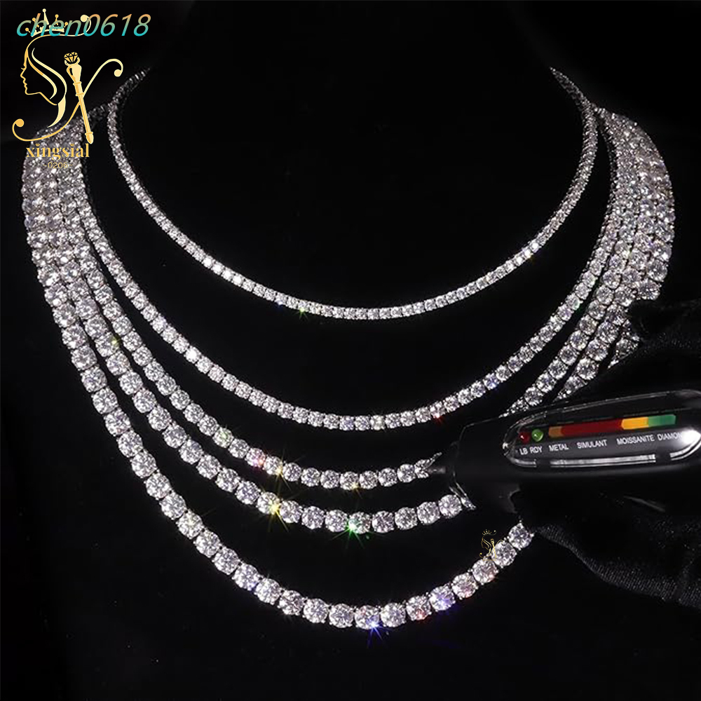 Wholesale Luxury Men Women Hip Hop Fine Jewelry 2mm 3mm 4mm 5mm 925 Silver Bracelet VVS Moissanite Tennis Chain Necklace