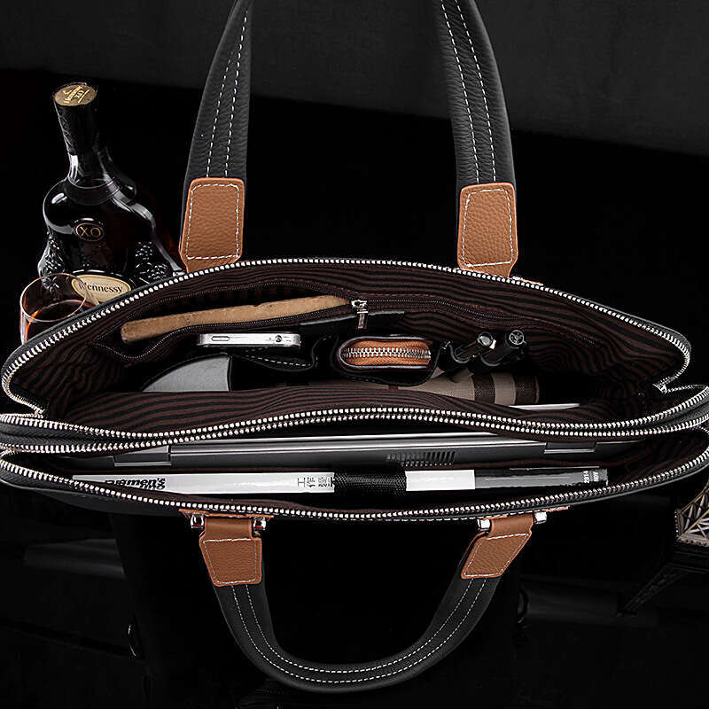 Luxury Shoulder Bag Handbag Hobo Manufacturer Direct Sales Men's Trendy Genuine Leather Business Leisure Document Baotou Layer Leather Horizontal