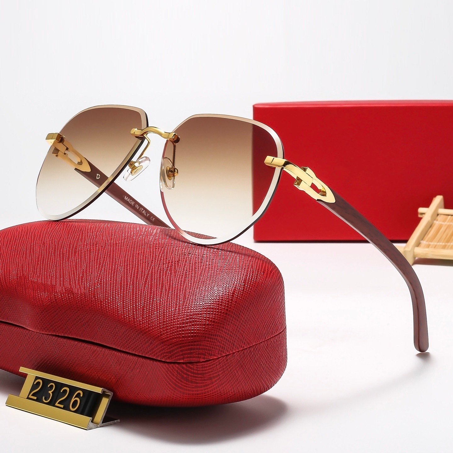 Mens Designer Sunglasses Glasses Women for Men Wood Oval Eyeglasses Gold Frame Leopard Head Metal Screwdriver Sunglass Frames Green Wooden Carving Eyewear With box