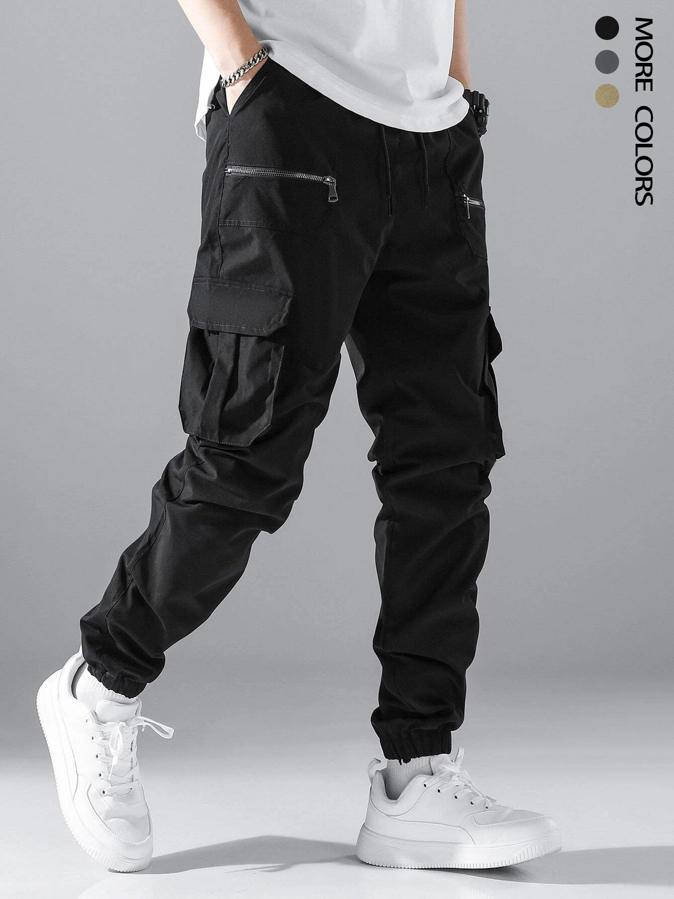 WOZK Men's Fashion Work Pants Multi Pocket Sports Tactical Pants Leg Tight Casual Pants