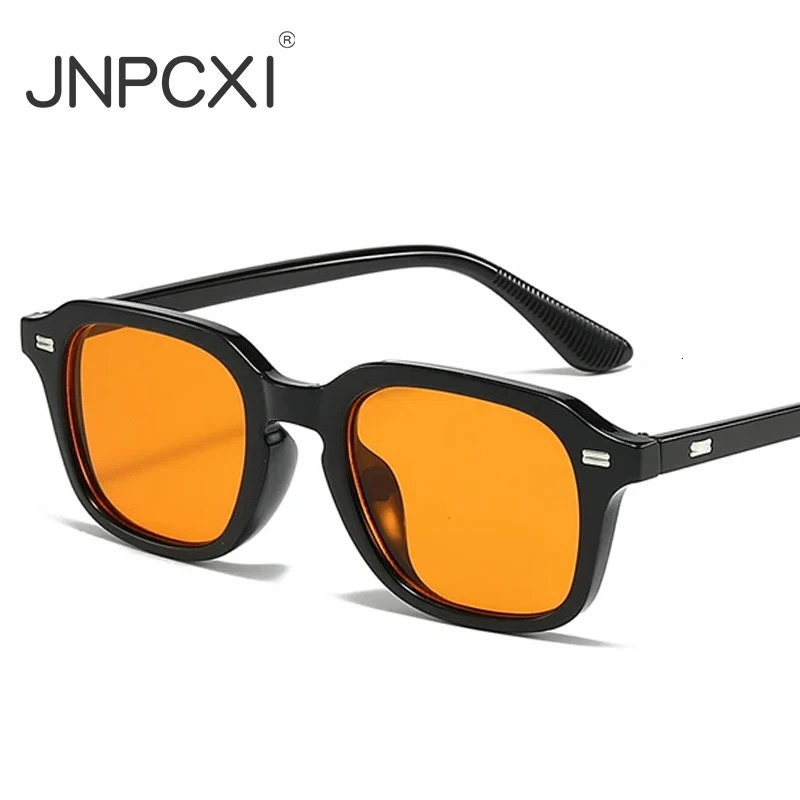 JNPCXI Square Candy Color Women Sunglasses Retro Rivets Men Trending Orange Sun Glasses Shades UV400 251230