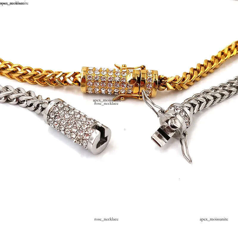 cuban link chains necklaces designer necklace for men Circular buckle with diamond stainless steel non tarnish plated gold chain 6mm wide hip hop rapp