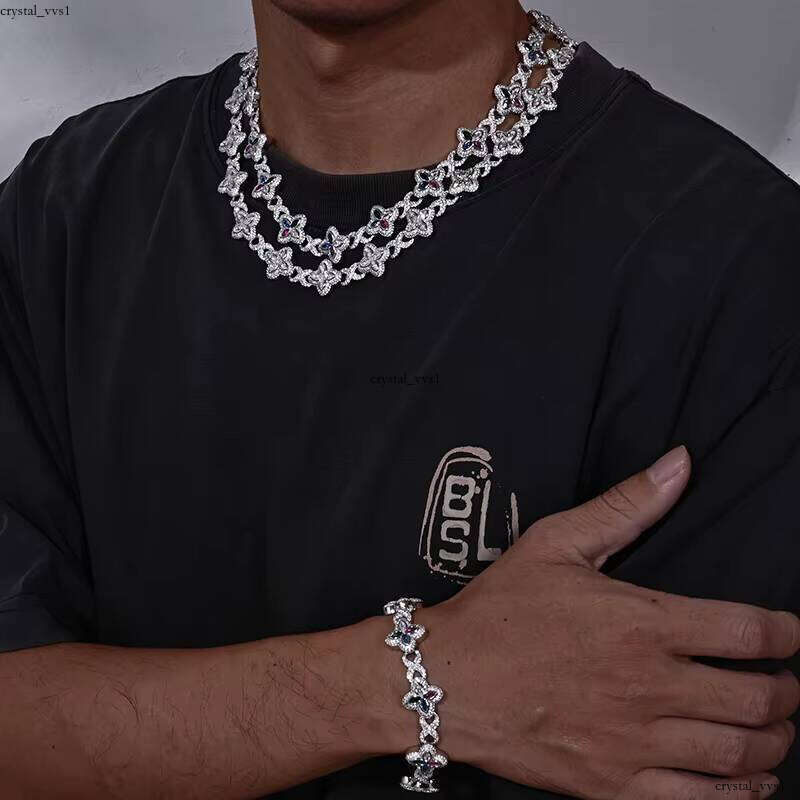 Hot Sale Men's Trendy 18mm 925 Sterling Silver Iced Hip Hop Infinity Clover Cuban Bracelet IGI VVS Moissanite Necklace shi - view 7