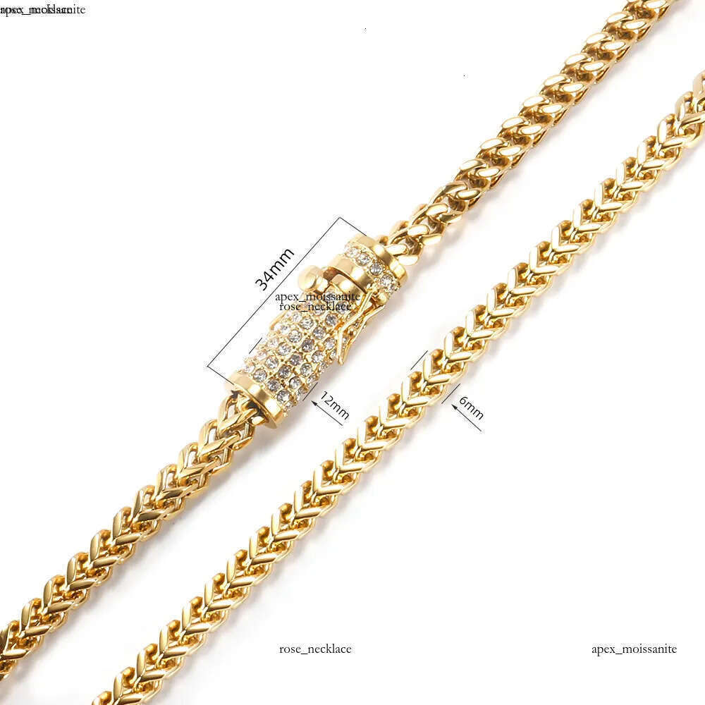 cuban link chains necklaces designer necklace for men Circular buckle with diamond stainless steel non tarnish plated gold chain 6mm wide hip hop rapp