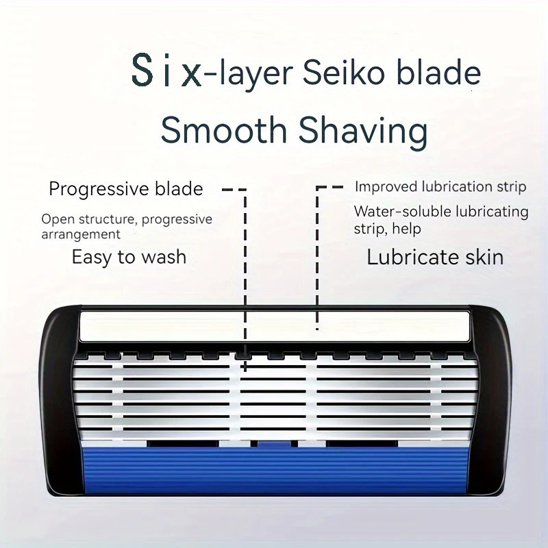 Men women safety manual shaver with 6layer stainless steel blades for hair removal featuring replaceable razor heads 251222