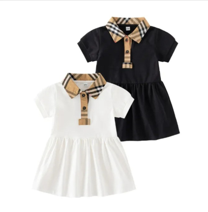 Newborn Baby Dress Luxury Brand Dresses for Baby Girls Designer Dress Cotton Short Sleeve Baby Clothes 0-24M 025