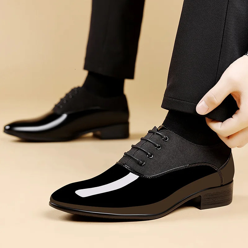 2025 Men Oxford Shoes Patent Leather Men Dress Shoes Pointed Toe Formal Office Shoes High Quality Men Praty Wedding Shoe 251231