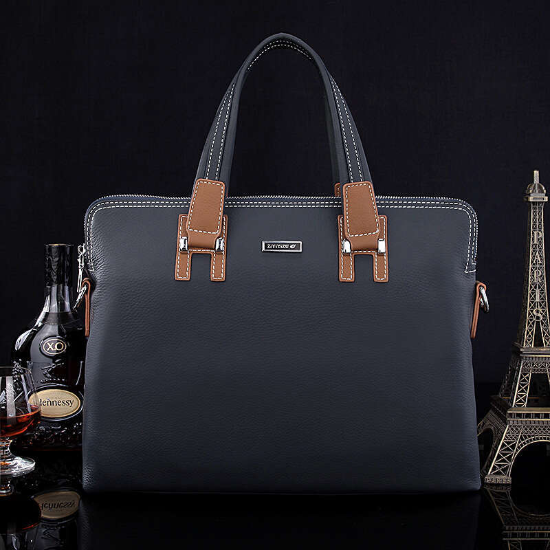 Luxury Shoulder Bag Handbag Hobo Manufacturer Direct Sales Men's Trendy Genuine Leather Business Leisure Document Baotou Layer Leather Horizontal