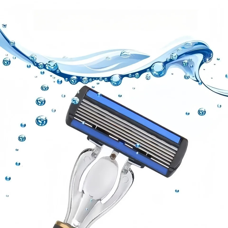 Men women safety manual shaver with 6layer stainless steel blades for hair removal featuring replaceable razor heads 251222