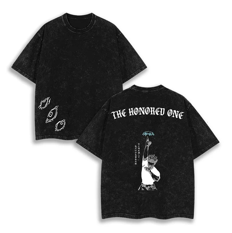 Anima Jujutsu Kaisen Graphic Print Washed T-shirt Mens Clothes Tee Shirt Homme T-Shirt Oversized Tshirt for Men Ropa Hombre 251231