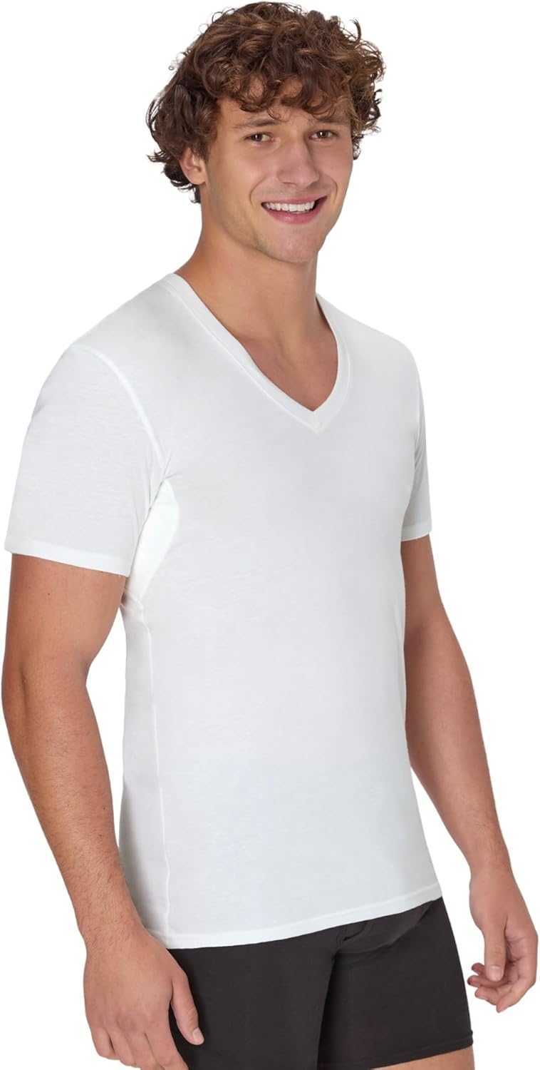Hanes Mens Sweat Block Undershirt Underarm Sweat Blocking Tee White V-Neck T-Shirt 3-Pack