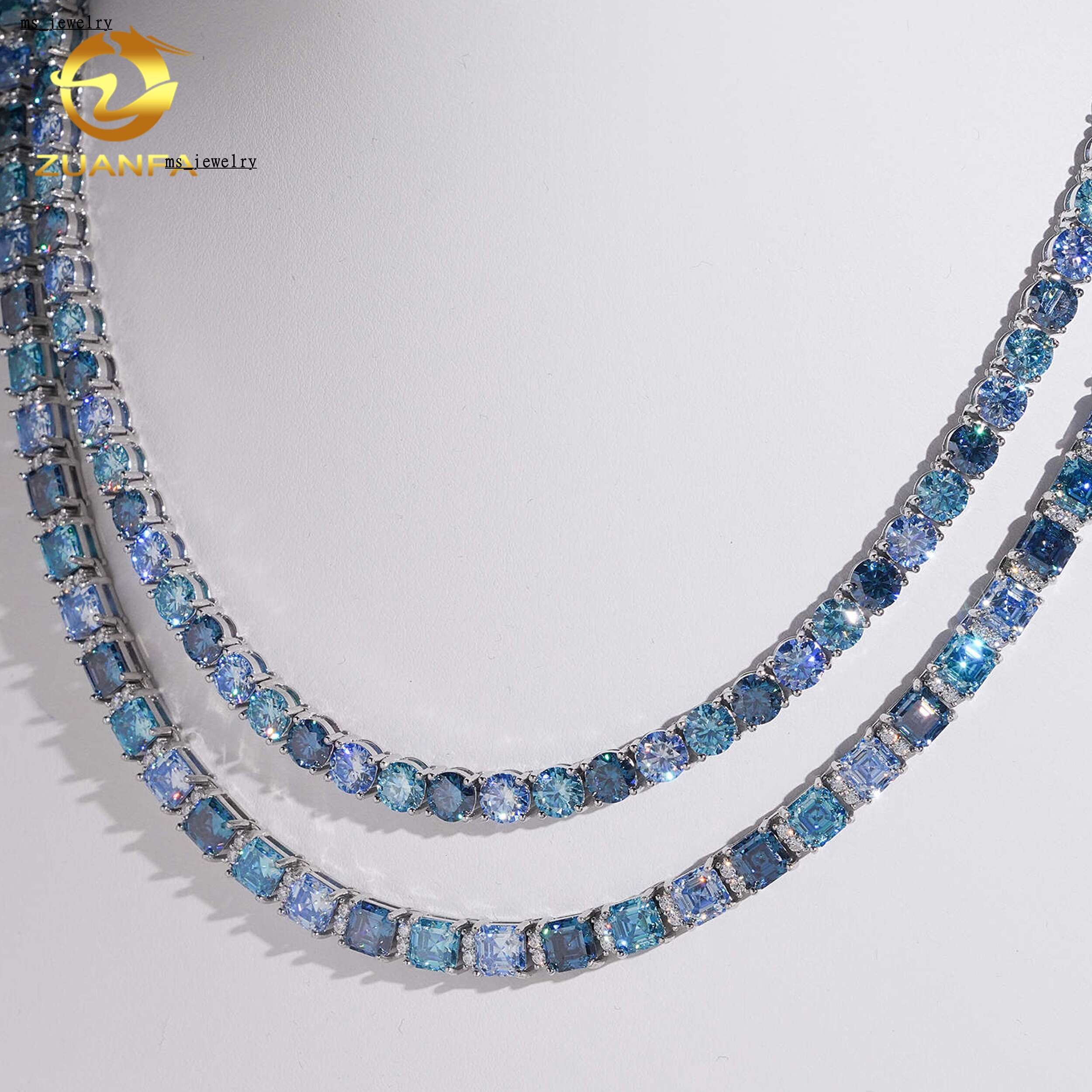 Pass Diamond Tetser 5mm Luxury Blue Moissanite Diamond Tennis Chain 925 Silver Tennis Necklace Fashion Jewelry for Men Women