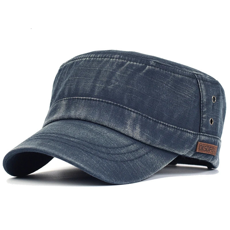 Washed Cotton Military Caps Casual Flat Top Hat Men Women Cadet Army Cap Adjustable Unique n Vintage Four Seasons 251230 - view 3