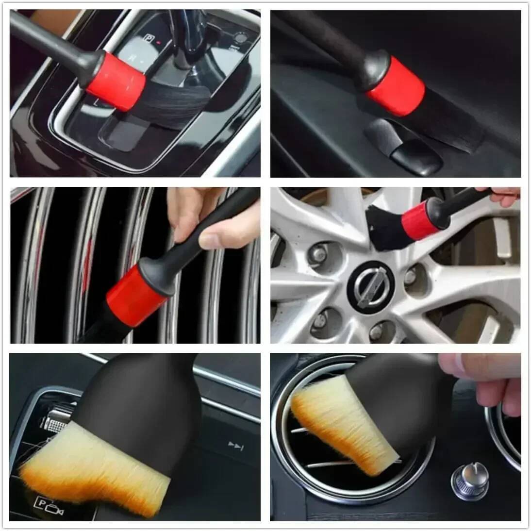 Update 6Pcs Wash Detailing Brush Set Multipurpose Auto Cleaning Brushes For Wheels Dashboard Vents Interior Exterior Car Accessorie