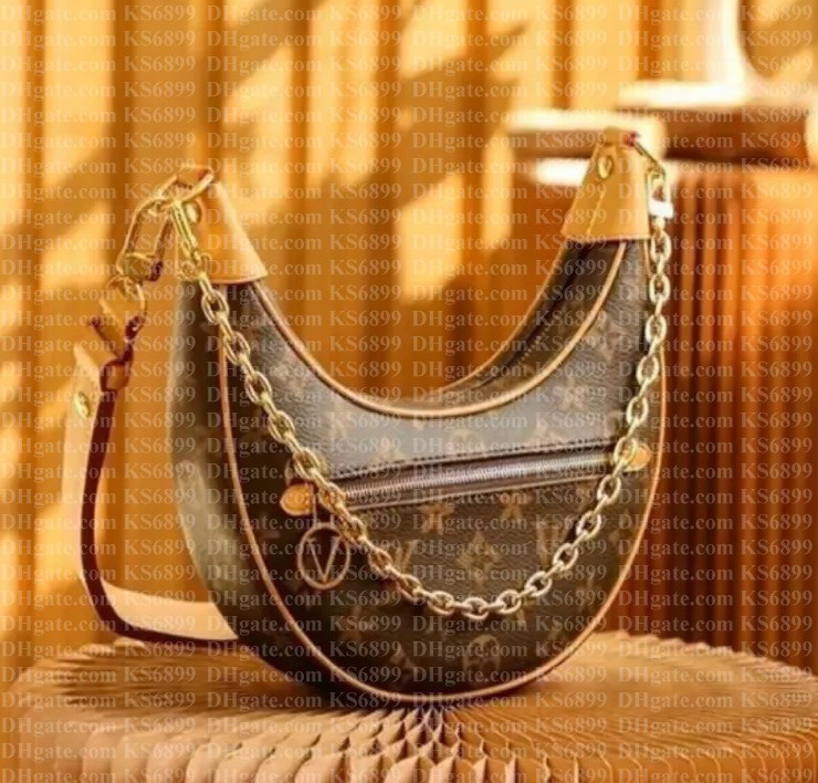 Top quality Designer Bag Women Crossbody Shoulder Bags Chain Wallet Strap Purse Embossed Letters Old Flower Handbags Floral Lady Embroidery Half Moon Bag