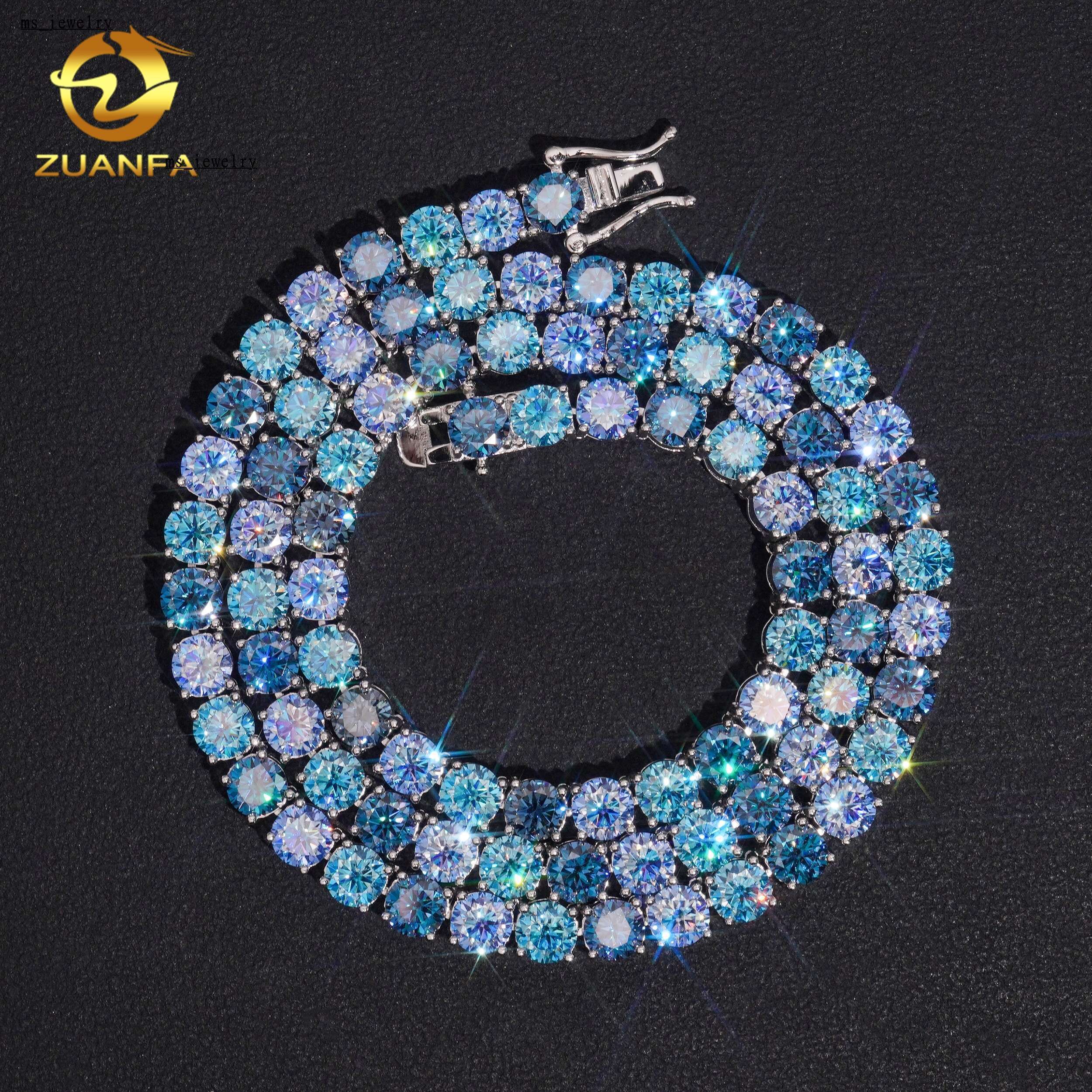 Pass Diamond Tetser 5mm Luxury Blue Moissanite Diamond Tennis Chain 925 Silver Tennis Necklace Fashion Jewelry for Men Women