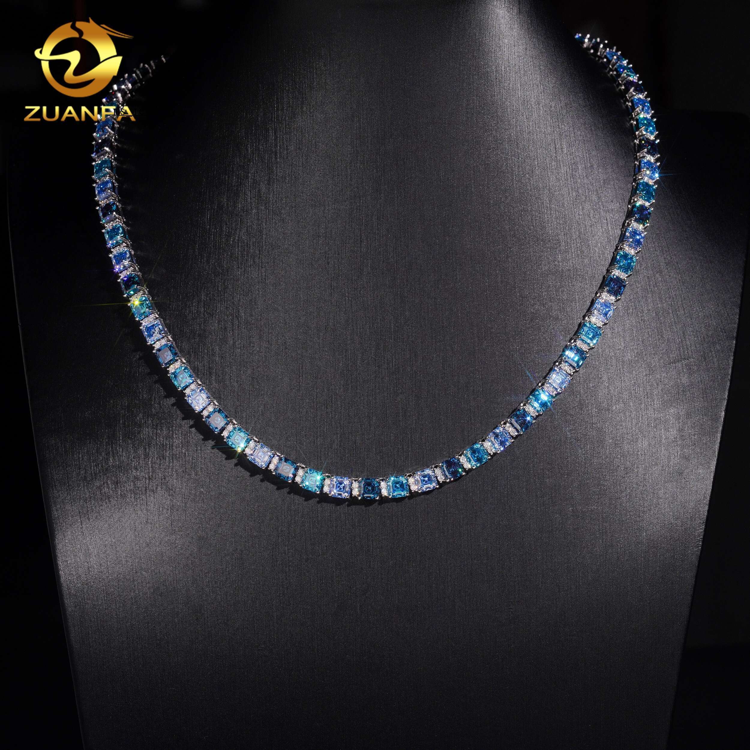 Pass Diamond Tetser 5mm Luxury Blue Moissanite Diamond Tennis Chain 925 Silver Tennis Necklace Fashion Jewelry for Men Women