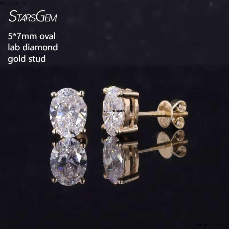 5*7mm 4*6mm Oval Loose Screw Back 4 Prongs DEF VVS CVD HPHT 10k 14k 18k Gold Studs Lab Grown VVS Moissanite Earrings
