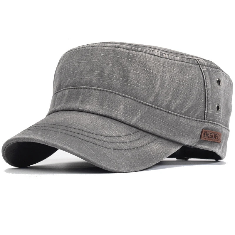 Washed Cotton Military Caps Casual Flat Top Hat Men Women Cadet Army Cap Adjustable Unique n Vintage Four Seasons 251230 - view 5
