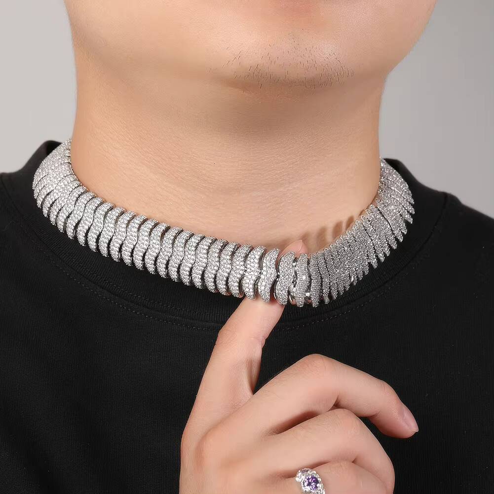20mm Wide Centipede Cuban Chain Necklace Jewelry Miami Cuban Link Chain Hip Hop Jewelry Iced Out Moissanite 925silver Jewelry