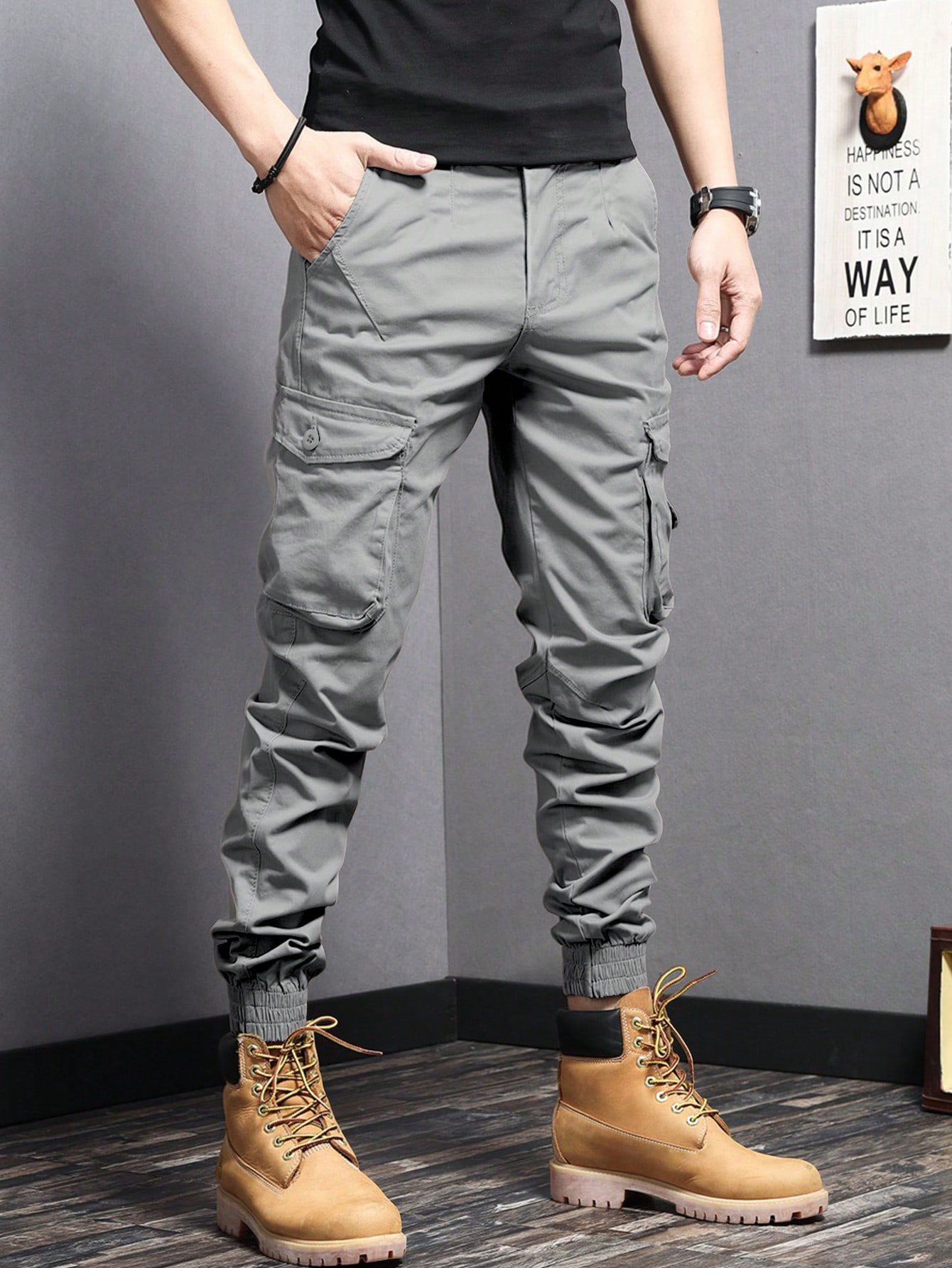 WOZK workwear pants men's 2026 new summer trendy brand casual pants drawstring straight leg pants designer