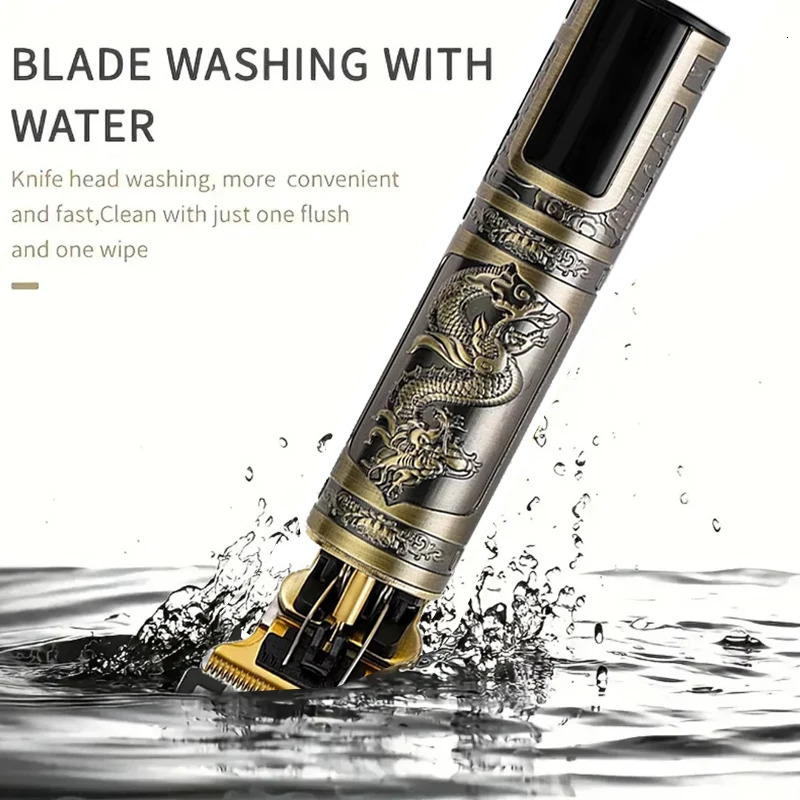 Mens Vintage Trimmer T9 Carving Rechargeable Barber Electric Professional Hair Beard Trimmer/Metal Haircut Clipper 251230 C260312