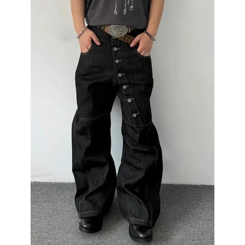 Black Womens Jeans High Waist Vintage Straight Autumn Y2K Classic Pants Streetwear American Wide Leg Baggy Denim Trouser Z260313