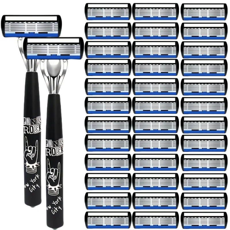 Men women safety manual shaver with 6layer stainless steel blades for hair removal featuring replaceable razor heads 251222