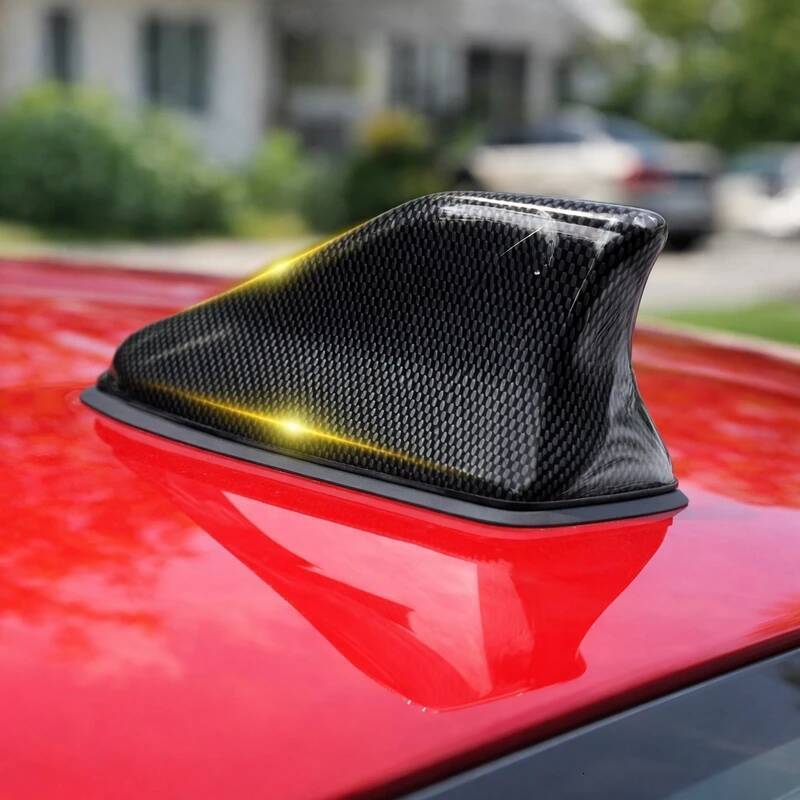 Update Carbon Fiber Look Car Roof Top Mount Shark Fin Toppers Auto Radio AM FM Antenna Signal Amplifier Aerial Universal