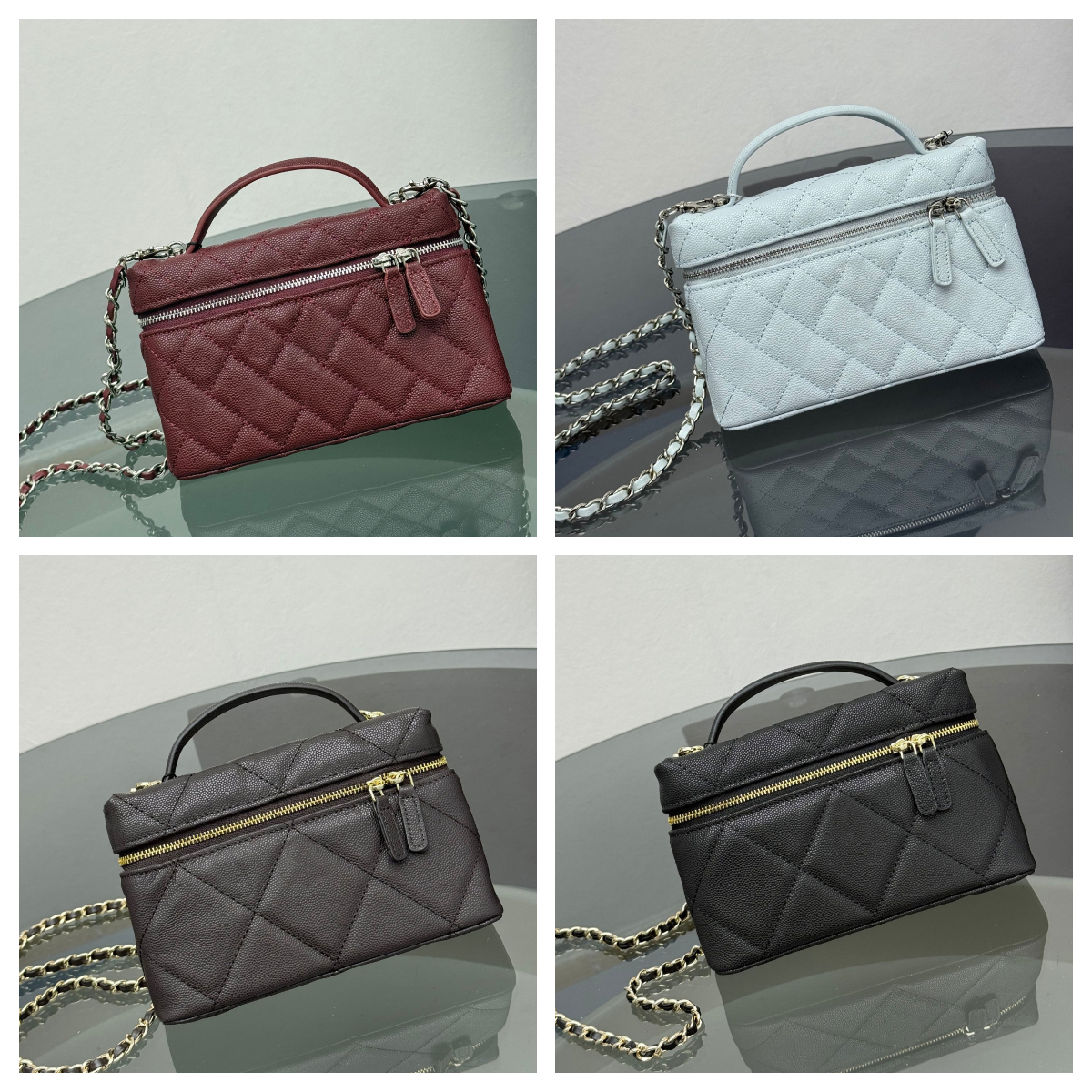 2026 CH Luxury Brand Handbags Box Bag Top Grain Leather Brushed Buckle Lunchbox Bag Chain Bag Crossbody Bag Cosmetic Bag Trendy Versatile Tote Bag