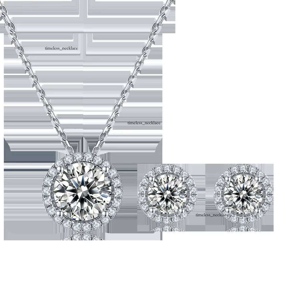 Wishing Jewelry Hot Sale Circle Silicon Stone Earrings Gra Certificate Necklace Bracelet Set Gift