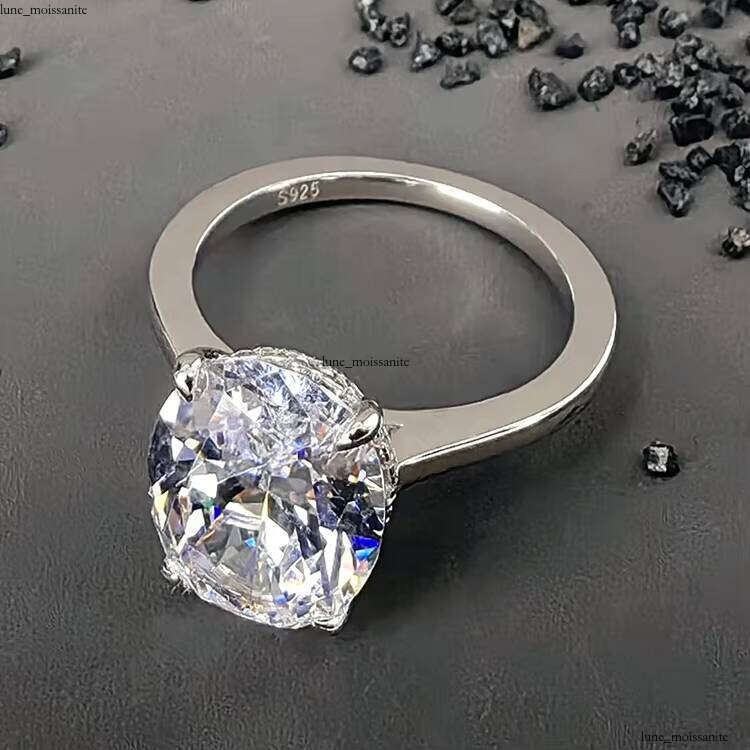 VVS Moissanite Direct Sale 925 Sterling Silver Women's Wedding Ring Rhodium Plated Large Oval Brilliant Stone Elegant Classic