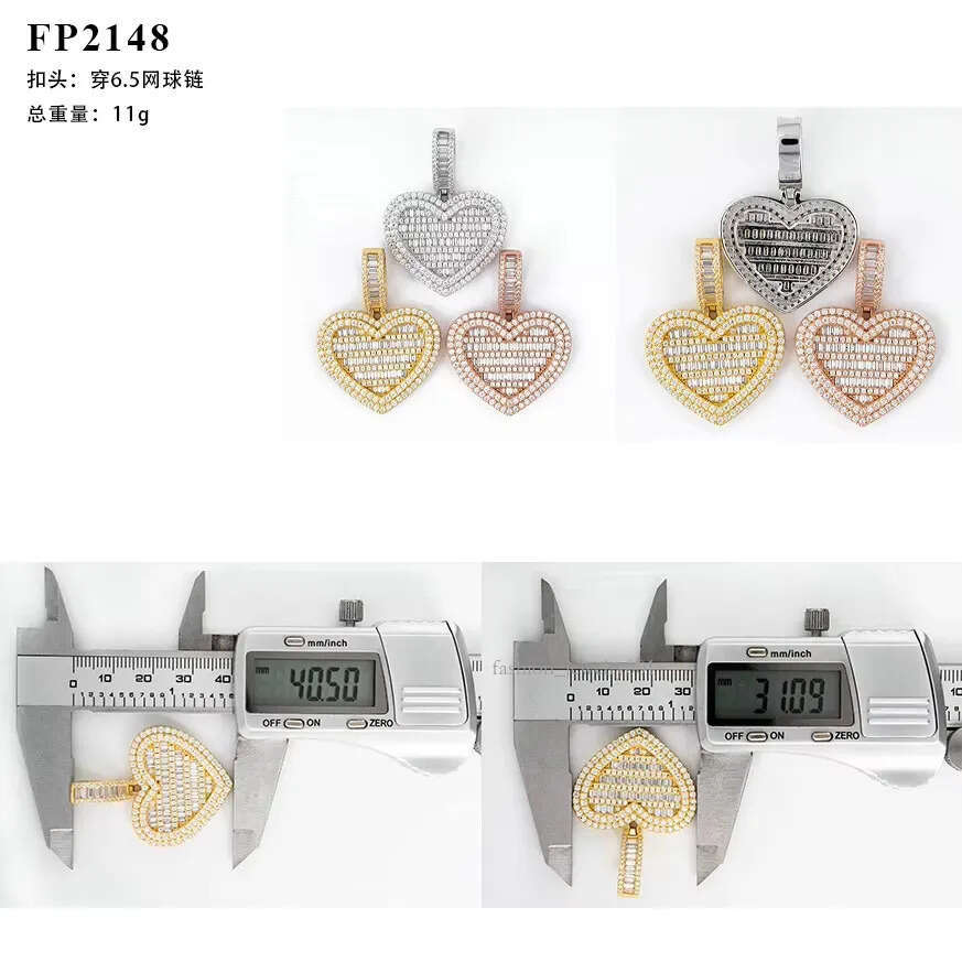 925 Silver VVS Moissanite T Square Full Diamond Love Pendant Fashion Cross-Border Jewelry Luxury Couple Necklace