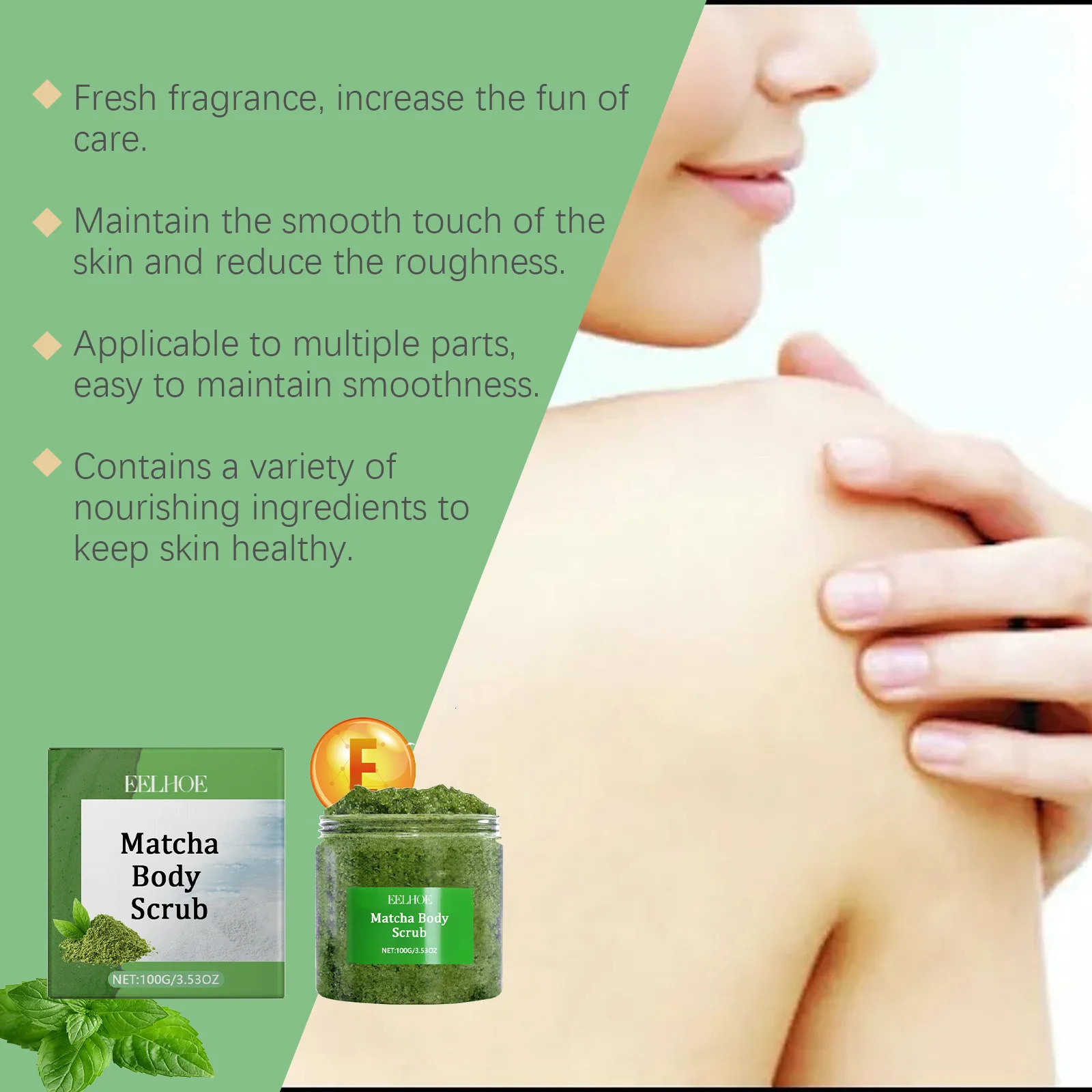 Matcha Sea Salt Body Scrub Exfoliating Deep Cleansing Moisturizing Hydrating Dead Skin Improve Dry Rough Smooth Skin 251222