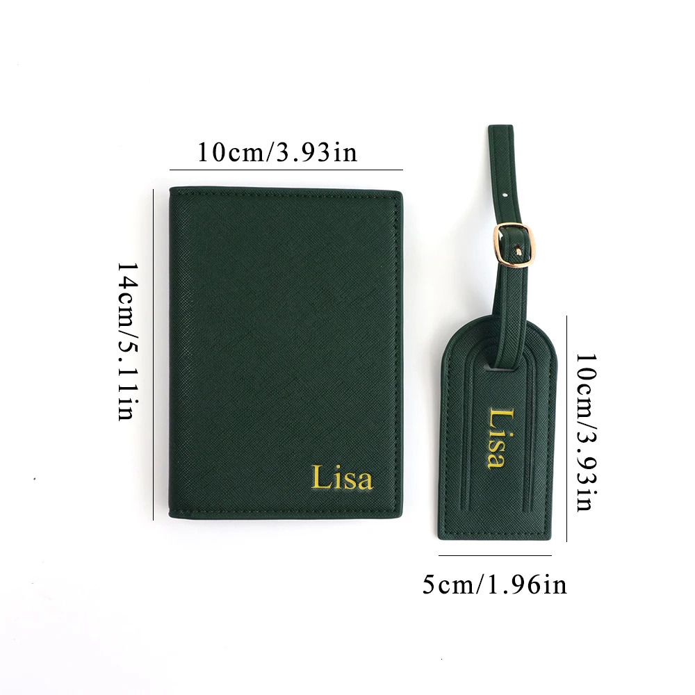 Customized name set unisex Safiano PU leather passport holder and luggage tag gift box 260104