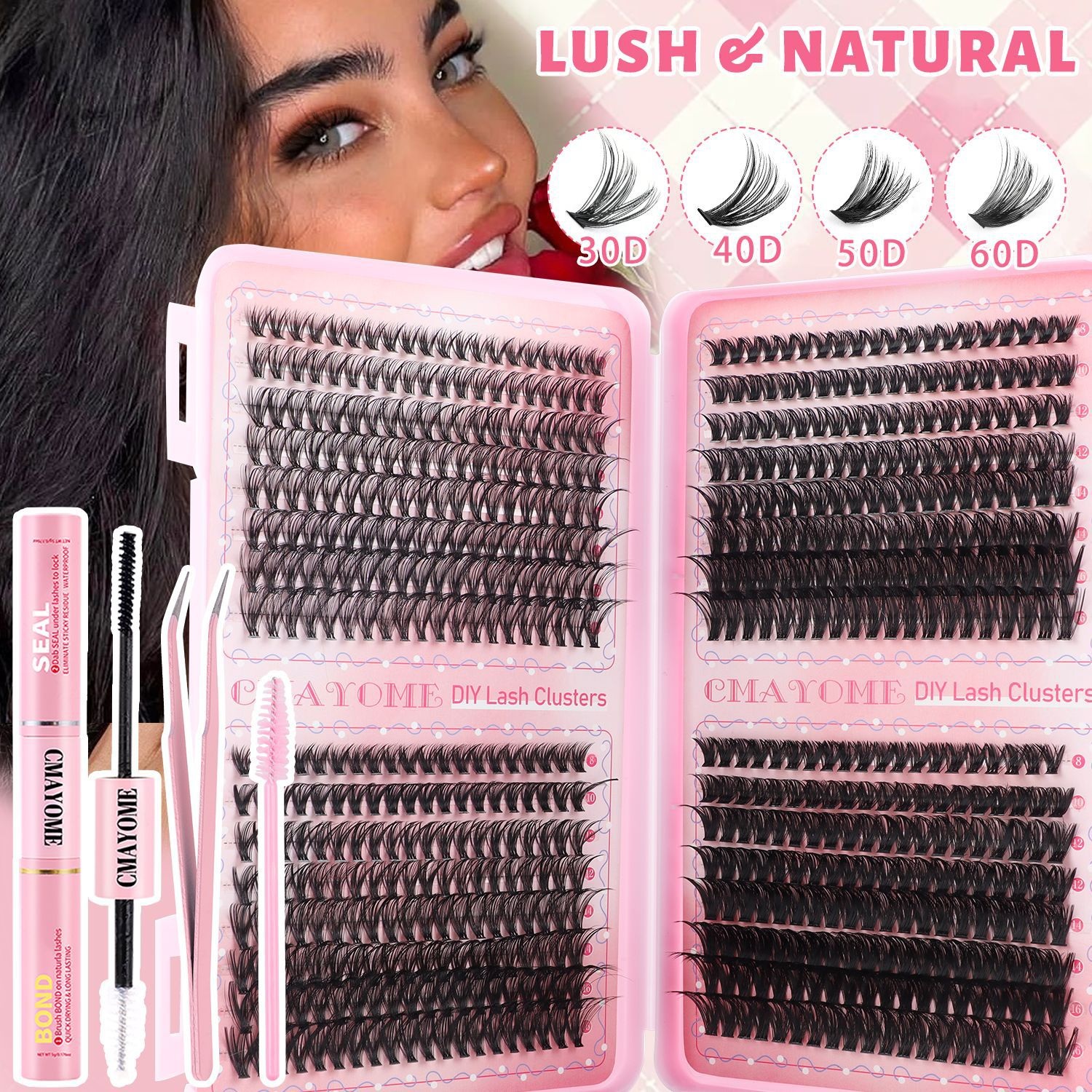 640 Clusters DIY Lashes Kit D Curled DIY Segmented Eyelash Extensions Accessory Thick Fluffy Individual Eyelashes Wispy Handmade Reusable Grafted Lash