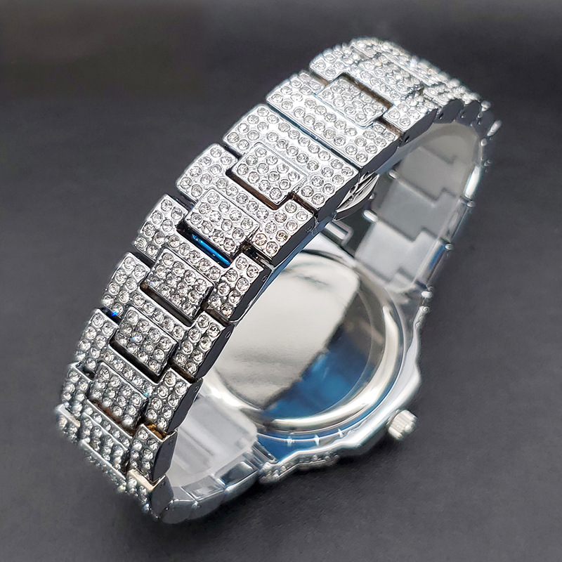 Designer Hip Hop Iced Out Square Quartz Watch for Men Moissanite CZ Rhinestone Thorn Dial Bling Rapper Wristwatch 126849