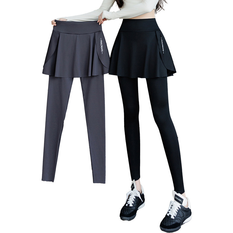 Women's 2-in-1 High-Waisted Skort Leggings for Spring & Summer | Anti-Chafing Yoga Running Badminton Pants