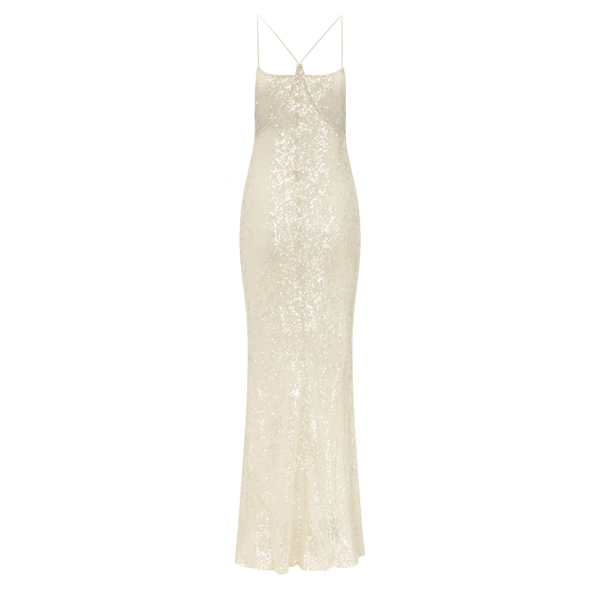 New Womens Dress Floor-length Gown Backless Strap Dress Slim Fit Sequin Dress