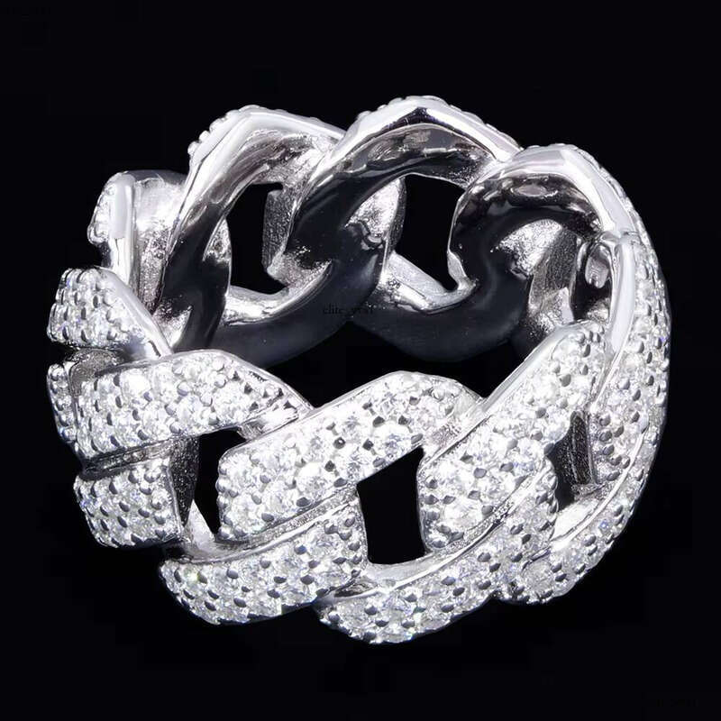 Cuban Ring Hiphop 925 Silver Silicon Stone D VVS1 Passed VVS Moissanite Test Wholesale Factory Men's Party Jewelry