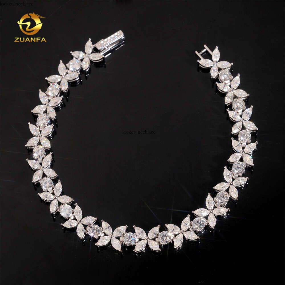 Unique Design Women's Elegant Style 925 Sterling Silver Luxurious Marquise Moissanite VVS Moissanite VVS1 Cluster Tennis Bracelet