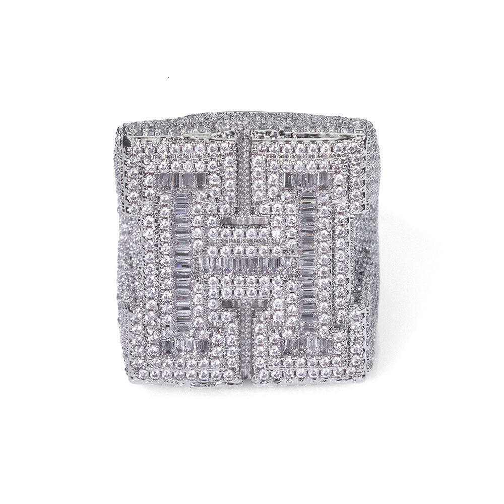 Custom Letter Ring Mens Jewelry Iced Out Hip Hop Jewelry A-Z Initial Moissanite Baguette Diamond Big 26 Letters Ring