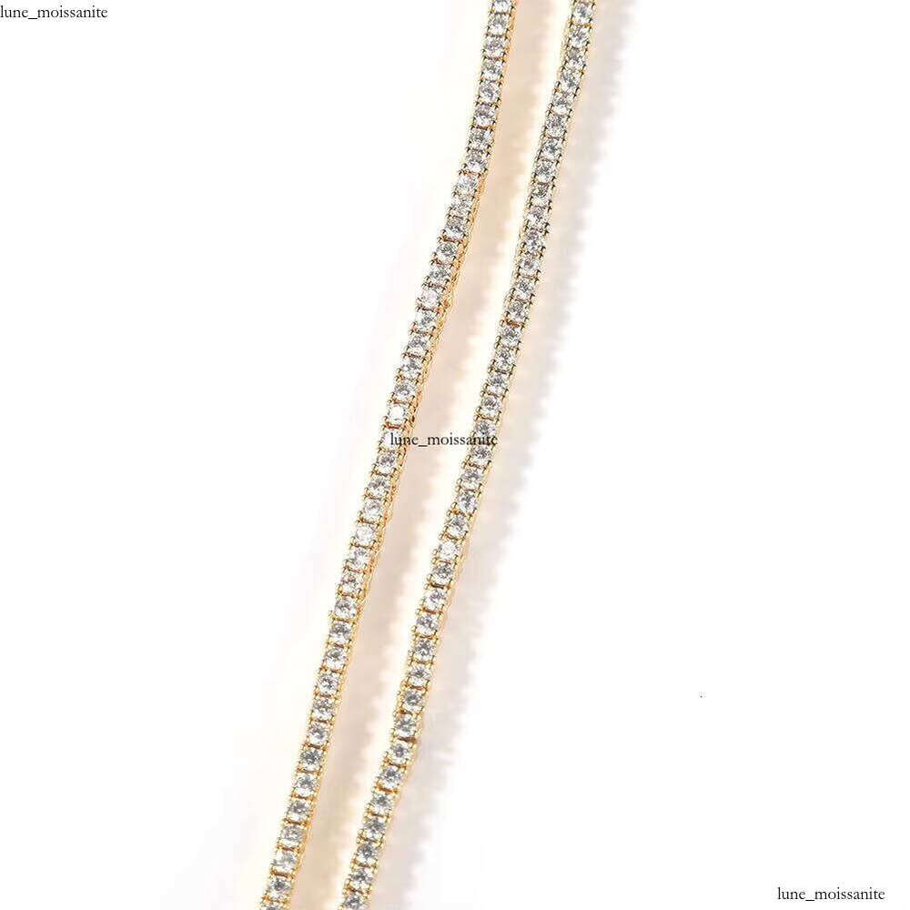Free Shipping Item 2mm Long Tennis Chain Necklace for Women 18k Gold Plated Ice Out Jewelry