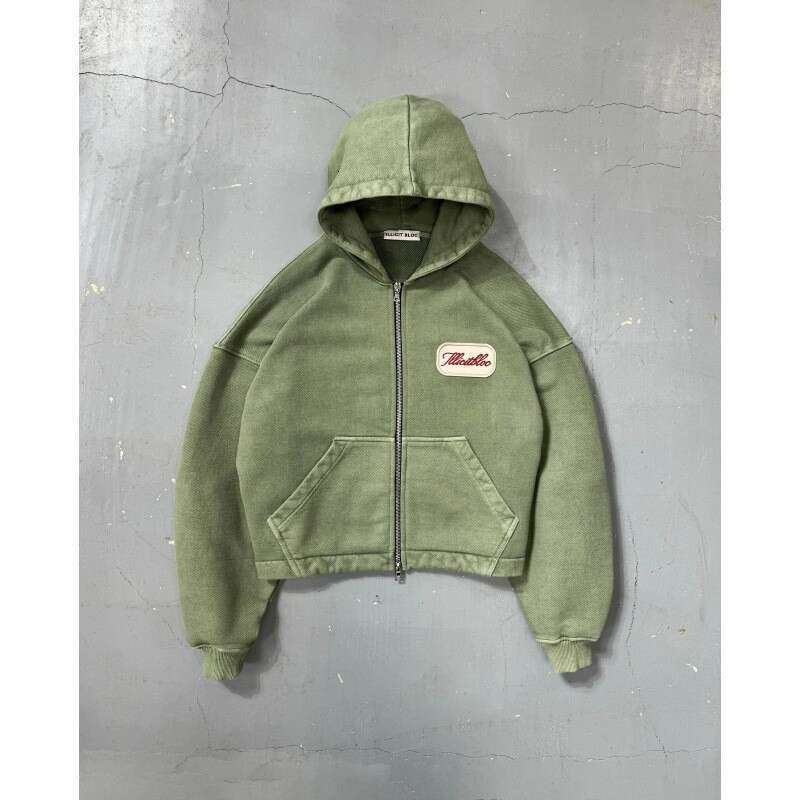 European and American Cross-Border Autumn Winter New Tops Unisex Retro Street Style Letter Print Hooded Cardigan Jacket