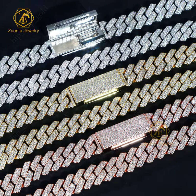 RTS Pure Sier Silicon Stone Necklace with 8mm 12mm GRA Ice Out Cuban 10mm Chain and Rapper Bracelet