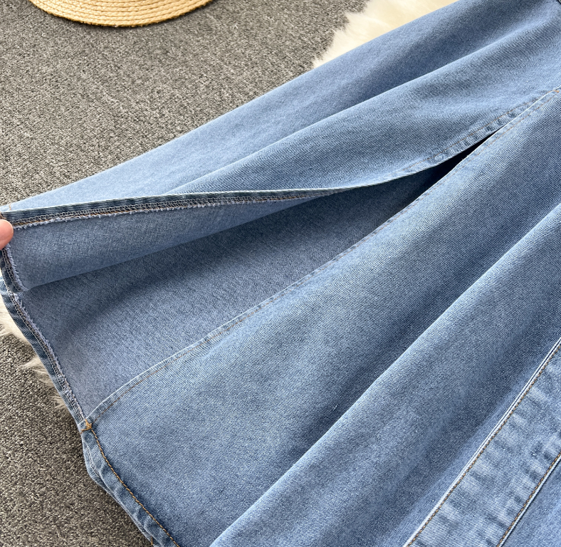 Casual Dresses Designer Denim Dress Women Long Single Breasted Big Turn-down Collar Waist Slimming Temperament Split A-Line Vestidos