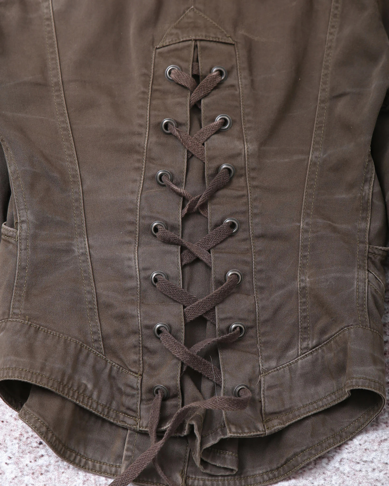 Y2K Dark Brown Jacket Womens Harajuku Sexy Back Lace Up Coats Slim Fit Denim Jacket Gothic Punk Stand Collar Short Zipper Jacket 251223